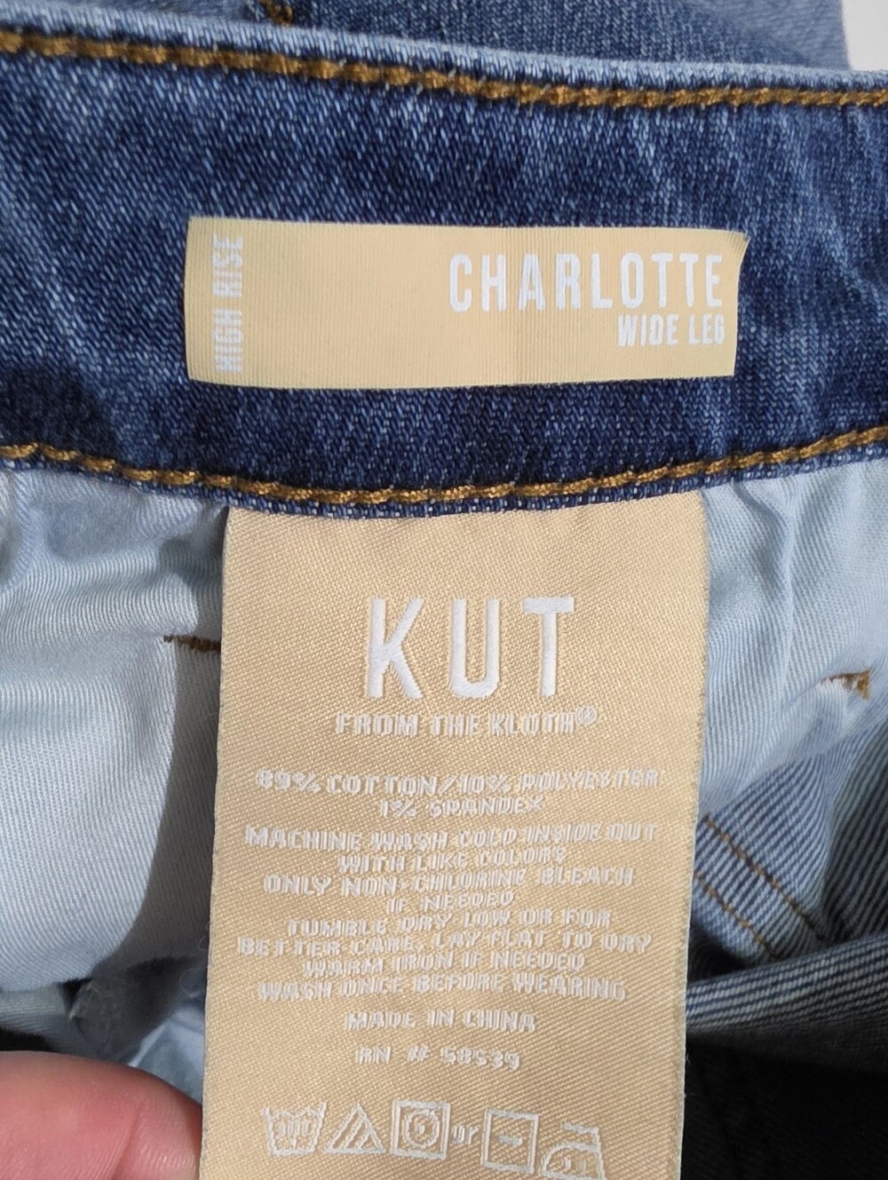 KUT From The Kloth Charlotte Jeans 8 Petite Wide Leg Cuffed Crop High Rise Denim - Picture 6 of 12